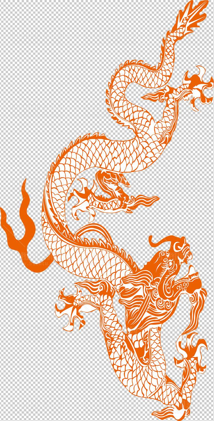 中国风古典龙凤剪纸PNG免抠图透明背景00406