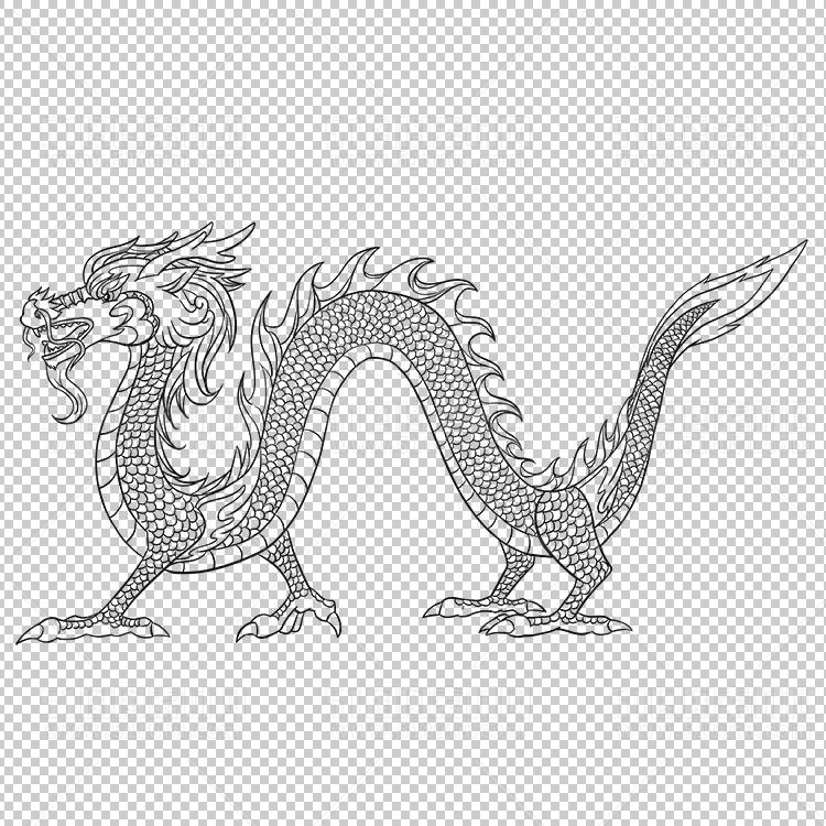 中国风古典龙凤剪纸PNG免抠图透明背景00408