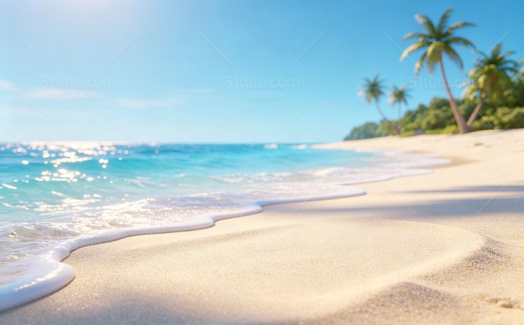 海沙滩场景背景宽横图0430