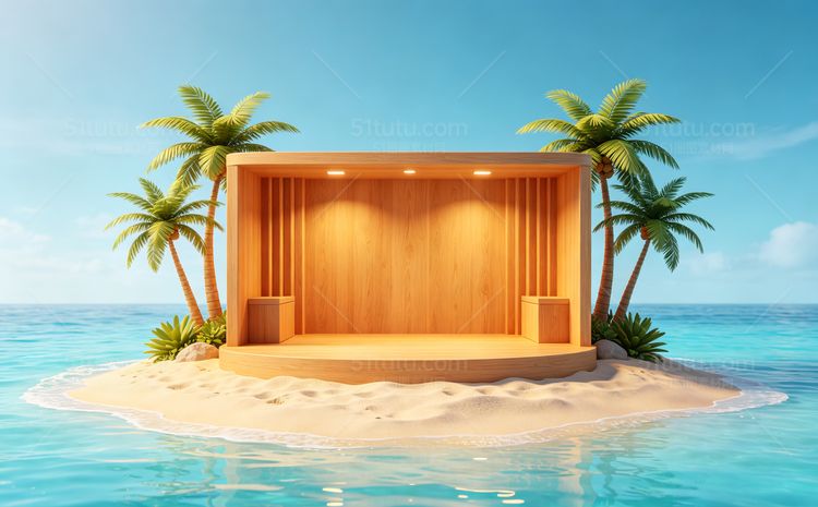 海沙滩场景背景宽横图0162