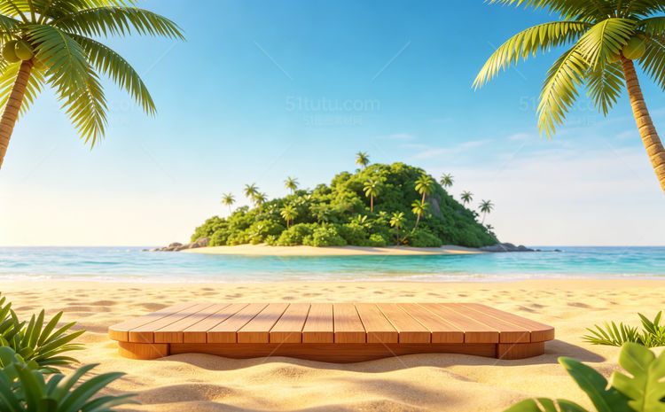 海沙滩场景背景宽横图0042