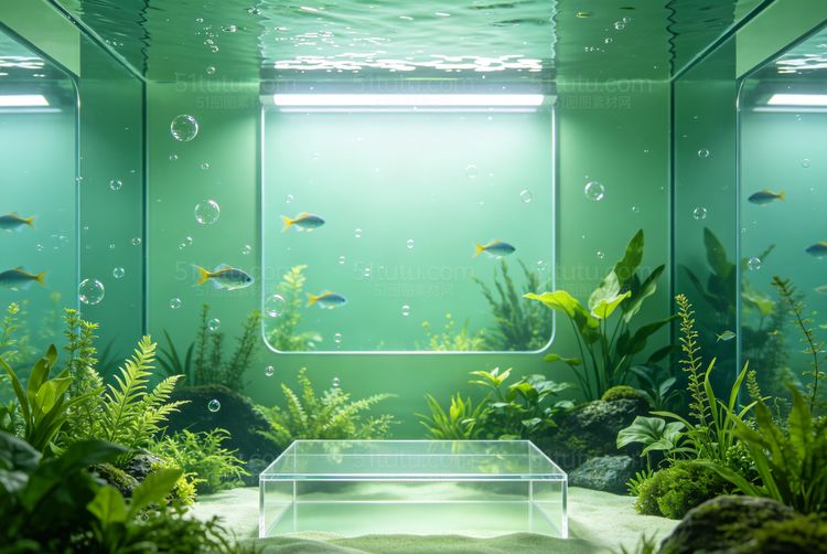 绿色室内场景背景-宽横图0448