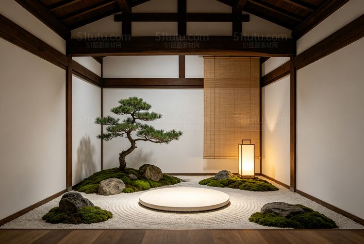 绿色室内场景背景-宽横图0971