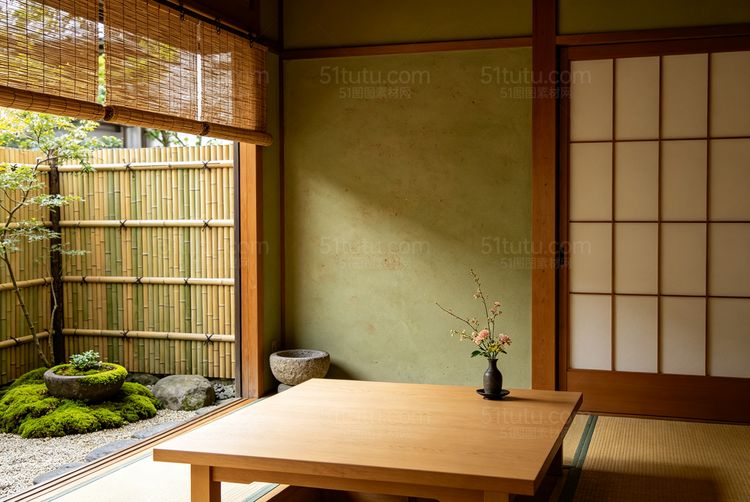 绿色室内场景背景-宽横图0978