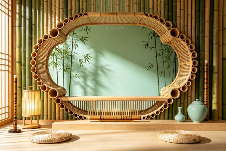绿色室内场景背景-宽横图0738