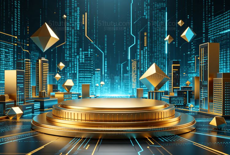 金色c4d场景背景-宽横图0439