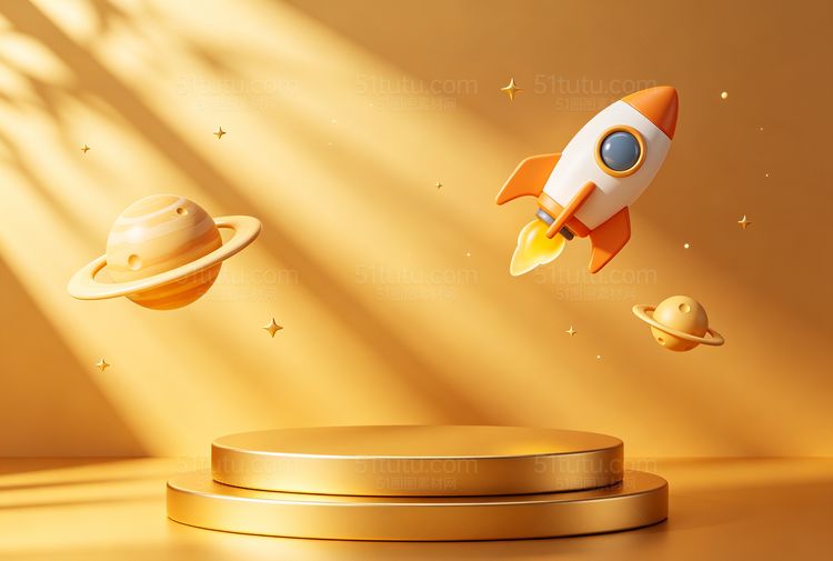 金色c4d场景背景-宽横图0565