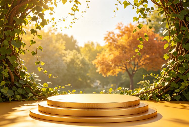 金色c4d场景背景-宽横图0018