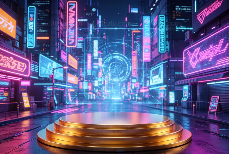 金色c4d场景背景-宽横图0394