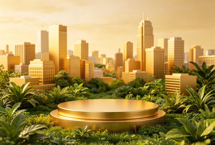 金色c4d场景背景-宽横图0398