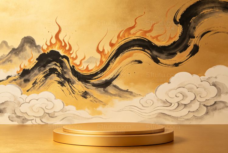 金色c4d场景背景-宽横图0132