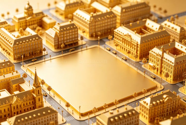 金色c4d场景背景-宽横图0451