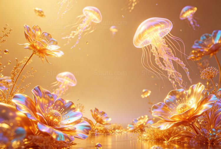 金色c4d场景背景-宽横图0077