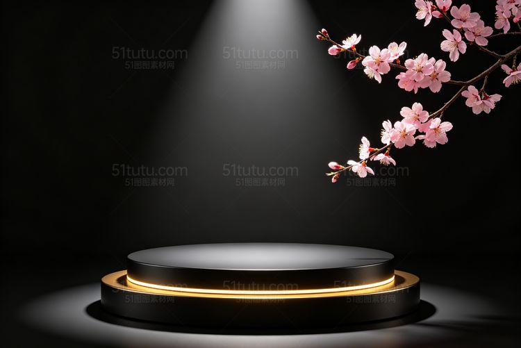 黑金色台场景背景-横宽图0855